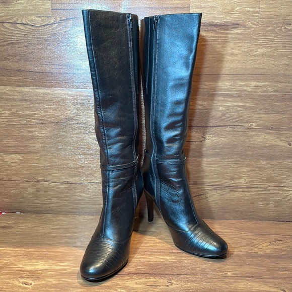 N.Y.L.A knee high leather heeled boots size 8.5 M - Picture 1 of 13